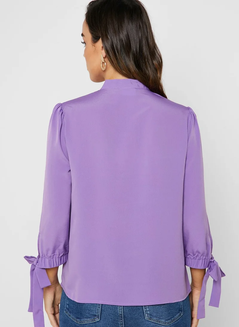 Vila Tie Neck Long Sleeve Top