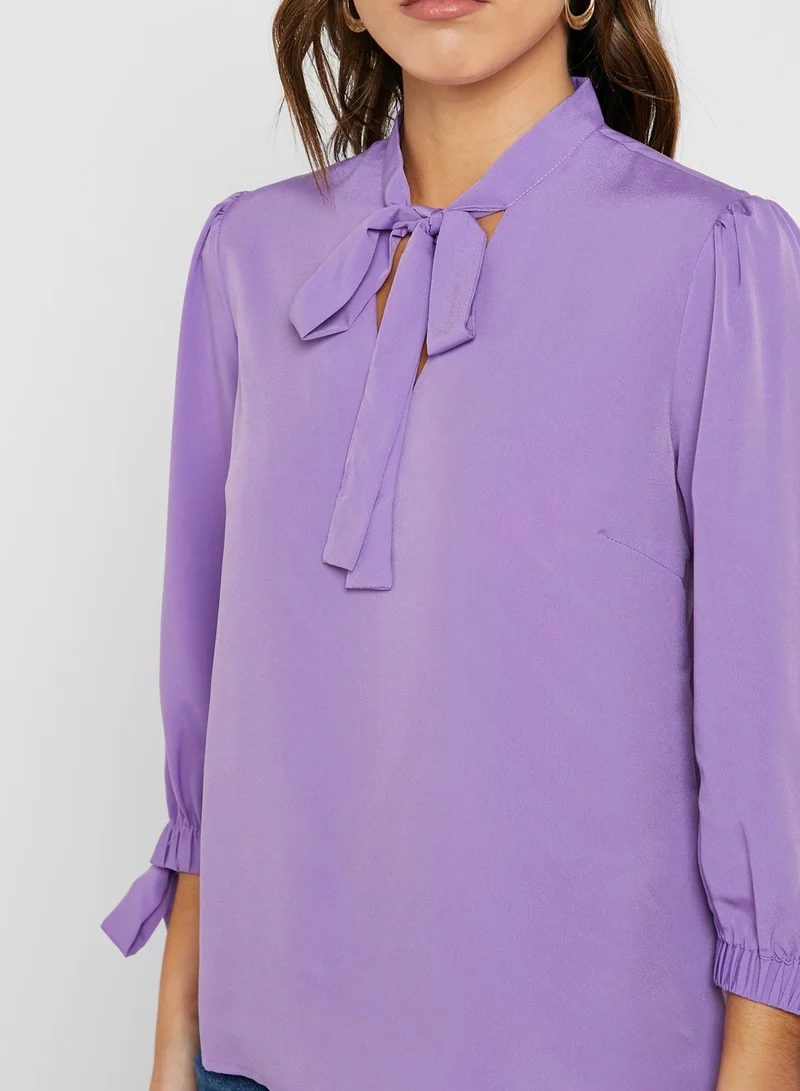 Vila Tie Neck Long Sleeve Top