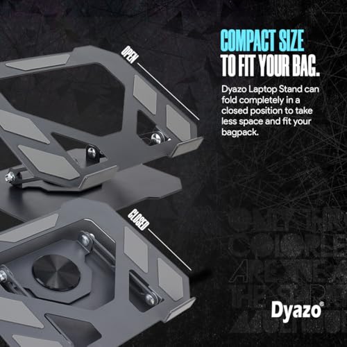 Dyazo Foldable Laptop Stand with 360° Rotating Base | Multi-Angle & Height Adjustable Design | Carbon Steel Build with Non-Slip Pads | Compatible with MacBook, Dell, HP & Laptops Upto 15.6 inch (Grey) - Image 4