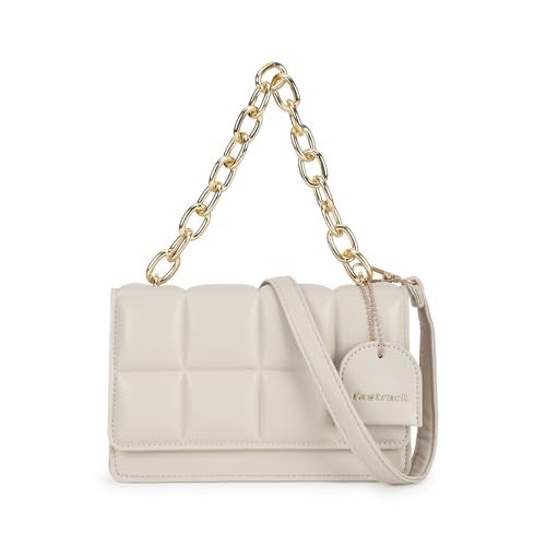 Fastrack white PuffCharm Sling | Quilted Faux-Leather Women’s Handbag | Sling with Chain Accent Handle & Magnetic Closure - Image 1