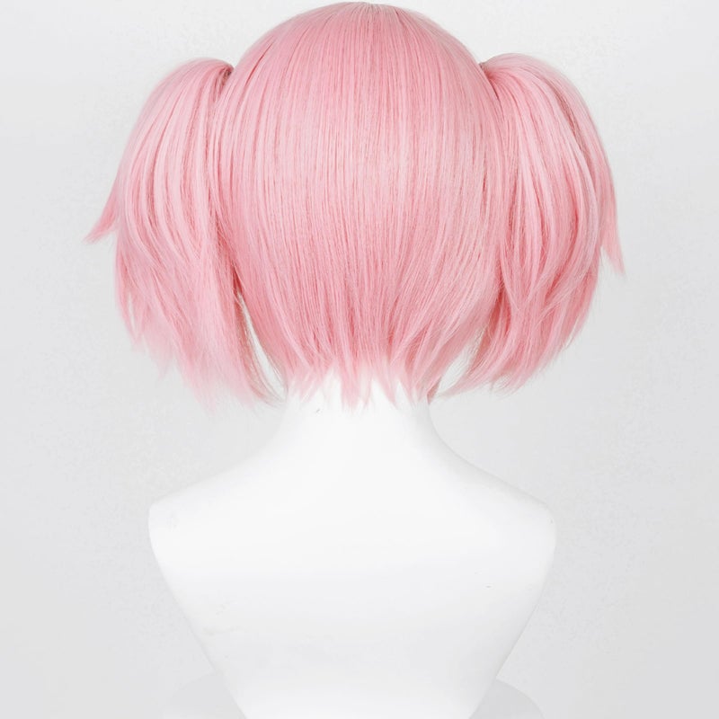 Half and Half Mado-Ka Cosplay Wig Pink Ponytail Wigs With Bangs Short Light Pink Anime Cute Lolita Twin Tails Wig For Women Halloween Party Costumes - Image 5