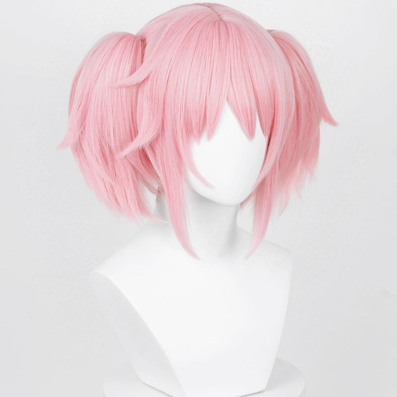 Half and Half Mado-Ka Cosplay Wig Pink Ponytail Wigs With Bangs Short Light Pink Anime Cute Lolita Twin Tails Wig For Women Halloween Party Costumes - Image 3