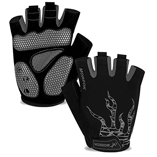 MOREOK Cycling Gloves Bike Gloves for Men/Women-[5MM Gel Pad] Half Finger Bicycle Biking Gloves for Cycling/Weight Lifting/Gym/Motorcycle/Rowing/Outdoor Sports-050-GRAY-XXL - Image 1