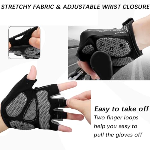 MOREOK Cycling Gloves Bike Gloves for Men/Women-[5MM Gel Pad] Half Finger Bicycle Biking Gloves for Cycling/Weight Lifting/Gym/Motorcycle/Rowing/Outdoor Sports-050-GRAY-XXL - Image 4