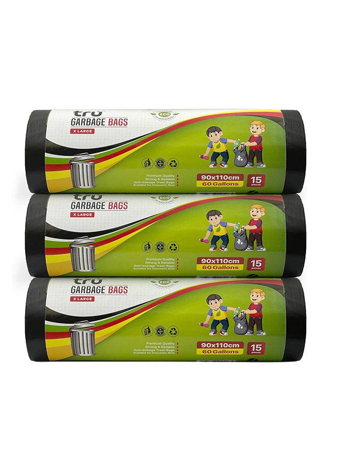 Tru Garbage Bags Compact Roll Black 90x110cm - Pack of 3  - Image 1