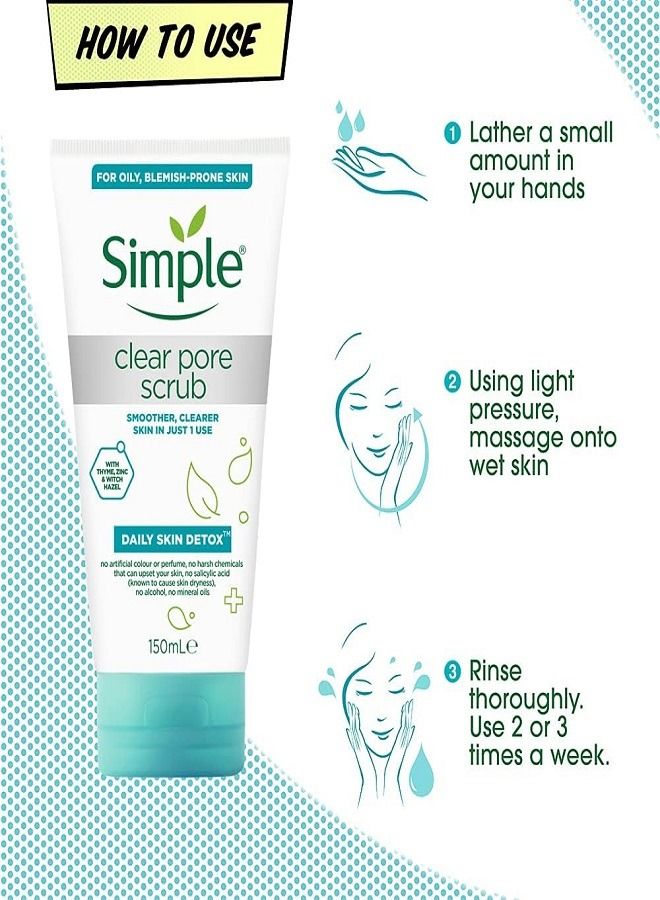 Simple Daily Skin Detox Clear Pore Scrub, 150ml - Image 3
