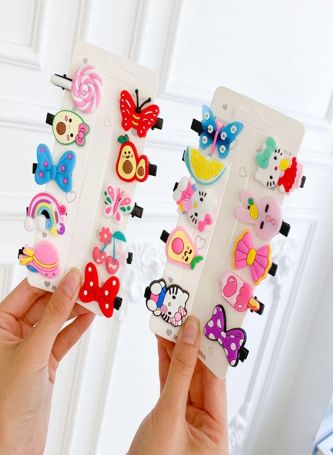 DHANABAPA Cute Cartoon Hair Clips for Girls, Colorful Animal, Fruit & Rainbow Designs, Fun Kids Hair Accessories for Daily or Parties, Adorable Hairpins with Bunny, Strawberry, (10 Pcs - Multi Design) - Image 1