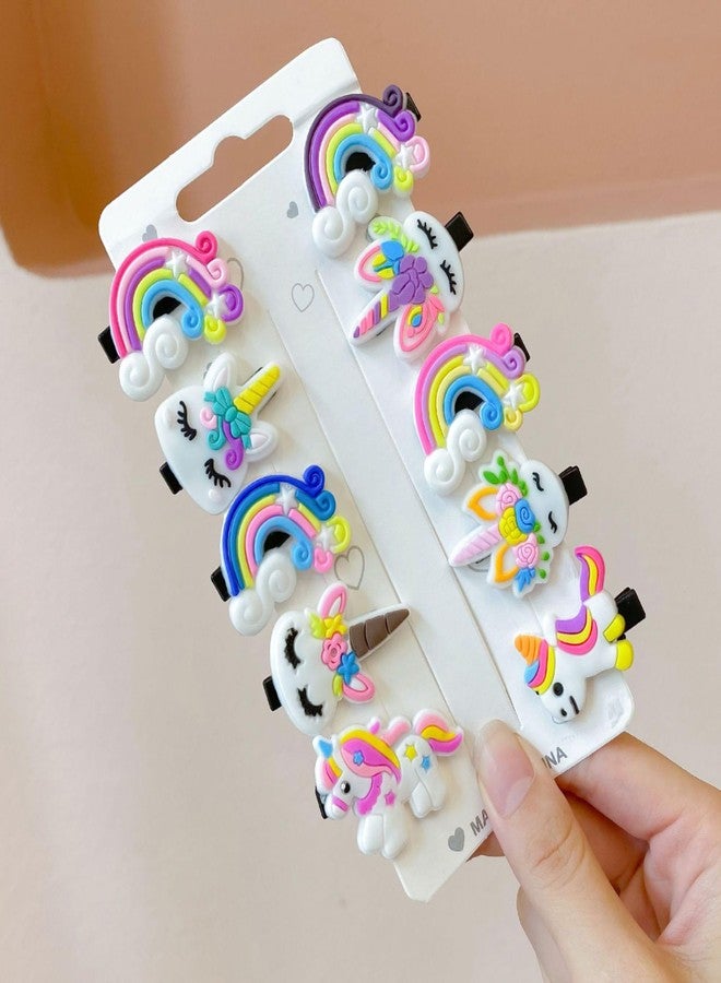 DHANABAPA Cute Cartoon Hair Clips for Girls, Colorful Animal, Fruit & Rainbow Designs, Fun Kids Hair Accessories for Daily or Parties, Adorable Hairpins with Bunny, Strawberry, (10 Pcs - Multi Design) - Image 2