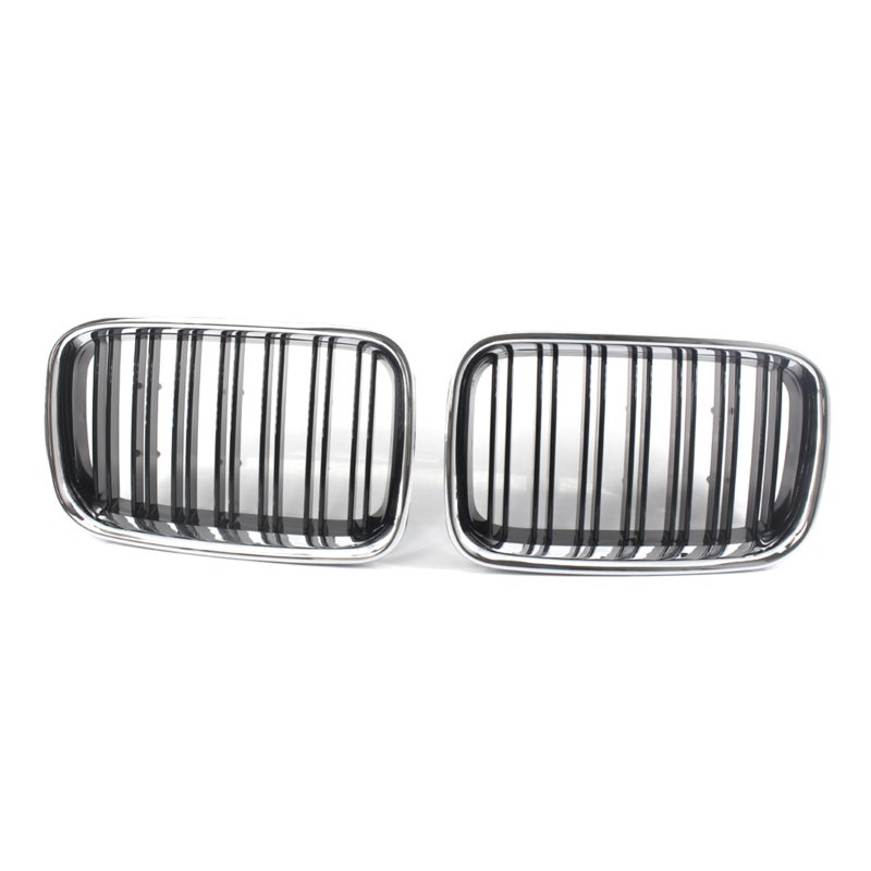 Front Kidney Grille: Gloss Black, Lightweight Durable ABS Plastic - No Cutting No Drilling Installation for BMW E36 - Image 1