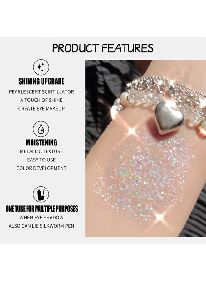 Erinde ظلال عيون سائلة لامعة وكحل، مكياج كوري، قطرة دمعة، لامع معدني، خفيف الوزن، مقاوم للماء وطويل الأمد، لاصق لامع فضفاض لمكياج عيون لامعة كريستالية لعيد الميلاد، لامع ملون - Image 3