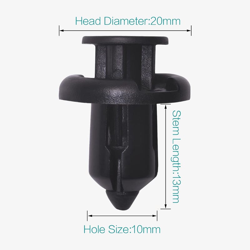 Lantee Bumper Clips for Honda & Acura - 10mm 50 Pieces Push-Type Nylon Fender Flare Fastener Rivet Car Clips for 91503-SZ3-003 - Image 2