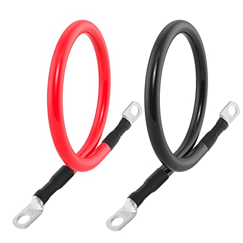 TUELETFU كابل بطارية 2 AWG كابلات عاكس بطارية 2AWG مع لقم 3/8 بوصة مجموعة أسلاك عاكس الطاقة من النحاس النقي للسفن البحرية والقوارب والسيارات والدراجات النارية 2 قطعة (1 قدم) - Image 5