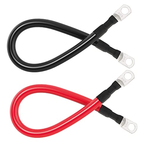 TUELETFU كابل بطارية 2 AWG كابلات عاكس بطارية 2AWG مع لقم 3/8 بوصة مجموعة أسلاك عاكس الطاقة من النحاس النقي للسفن البحرية والقوارب والسيارات والدراجات النارية 2 قطعة (1 قدم) - Image 4