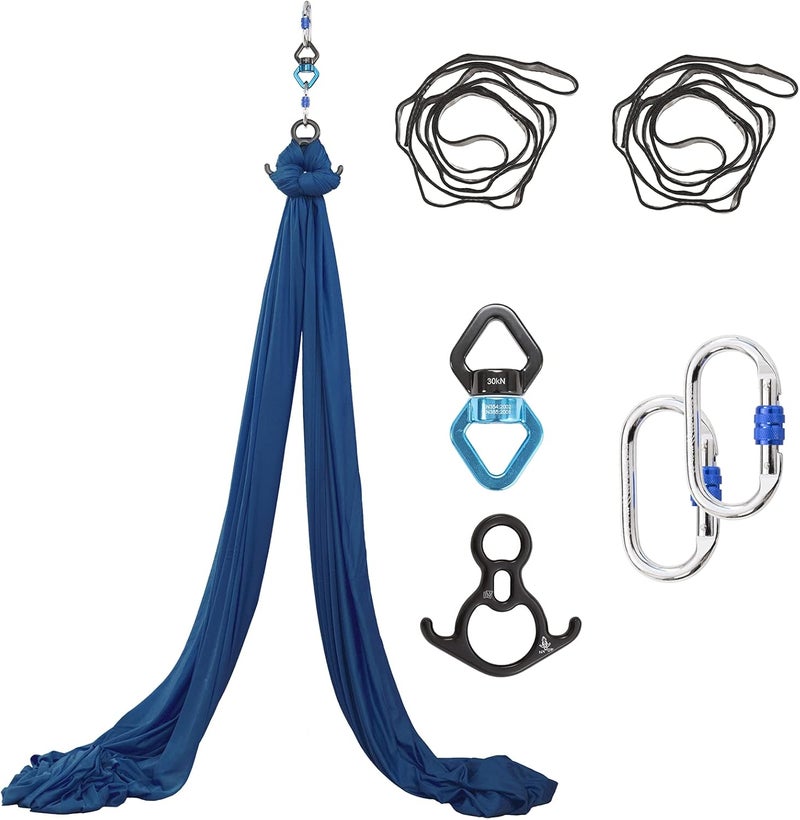 SKYPHAROS Aerial Silks Yoga Swing Set - 9/11 Yards Aerial Yoga Hammock Kit Anti-Gravity Flying for Fitness, Low/Non Stretch Nylon Tricot Fabric Hardware Included for Dance - Image 1