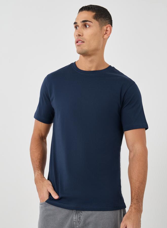 Styli Pack of 5 - Solid Cotton Crew Neck Regular Fit T-Shirt - Image 2