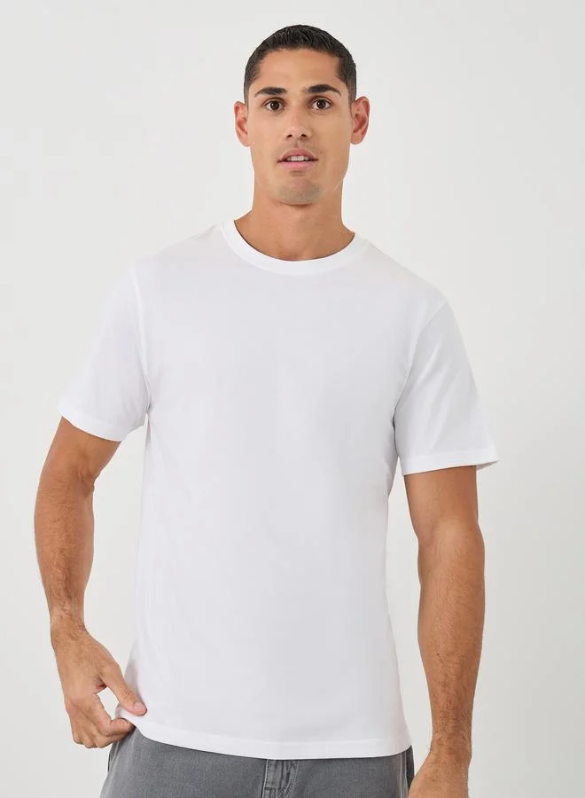 Styli Styli Pack of 5 - Solid Cotton Crew Neck Regular Fit T-Shirt