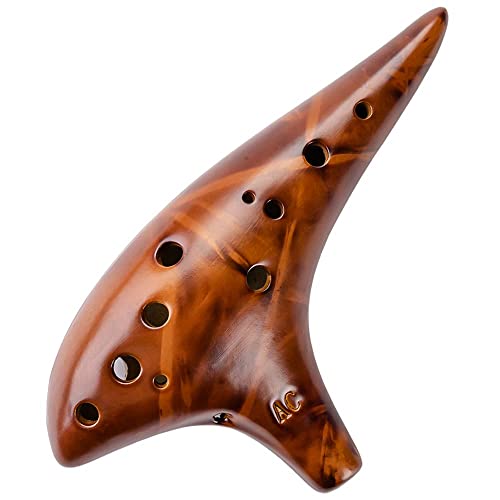 DHwebWLP Strawfire 12 Hole Ocarina Instrument,Alto C Ceramic Ocarina With Song Book Strap for Beginner(Yellow) - Image 1