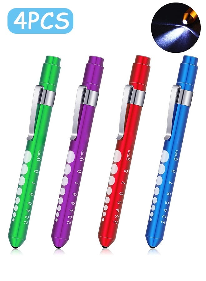 Quantum 4 PCS Diagnostic Medical Pen Light, Mini Reusable LED Pen Light, LED Penlight with Pupil Gauge for Nursing Students Doctors - Image 1