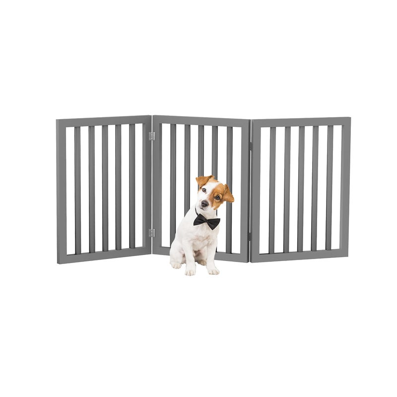 بوابة حيوانات داخلية من PETMAKER 3 لوحات قابلة للطي للكلاب للسلالم أو الأبواب 54x24 بوصة سياج حيوانات قائم بذاته للقطط والكلاب رمادي
