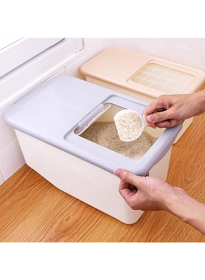 IAF Rice Storage Containers 2pcs Set (6.5kg & 10kg) - Food Storage Container with Lid, BPA Free Plastic Large Cereal Storage Box, Kitchen Multifunctional Container With Measuring Cups - Image 3