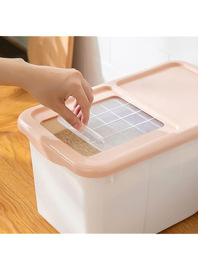 IAF Rice Storage Containers 2pcs Set (6.5kg & 10kg) - Food Storage Container with Lid, BPA Free Plastic Large Cereal Storage Box, Kitchen Multifunctional Container With Measuring Cups - Image 4