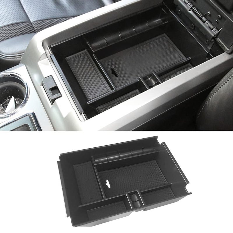 VESUL Center Console Armrest Storage Box Compatible with Ford F150 F150 2011 2012 2013 2014 ABS Tray Insert Organizer Glove Pallet