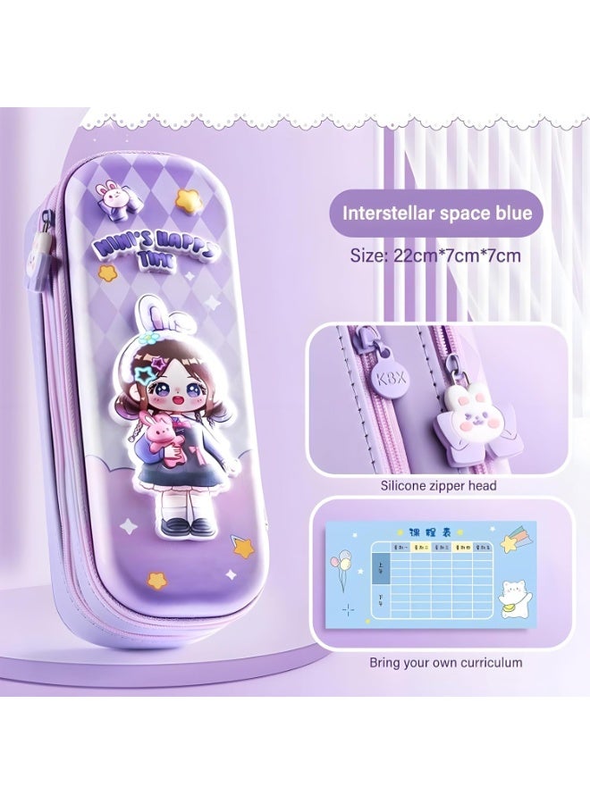 Premium Double Layer Girl Pencil Case 3D Cover Eva Space Doll Theme Large Capacity Pencil Zipper Pouch Bag Compass School Organizer Students Kids Stylish Pen Holder Stationery Box Girl - Image 5