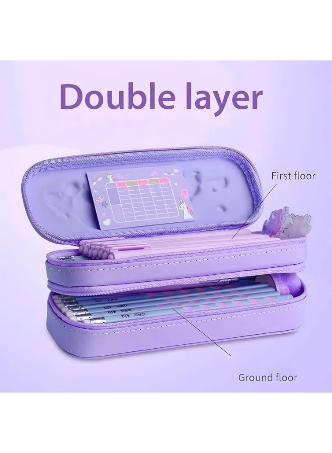 Premium Double Layer Girl Pencil Case 3D Cover Eva Space Doll Theme Large Capacity Pencil Zipper Pouch Bag Compass School Organizer Students Kids Stylish Pen Holder Stationery Box Girl - Image 4