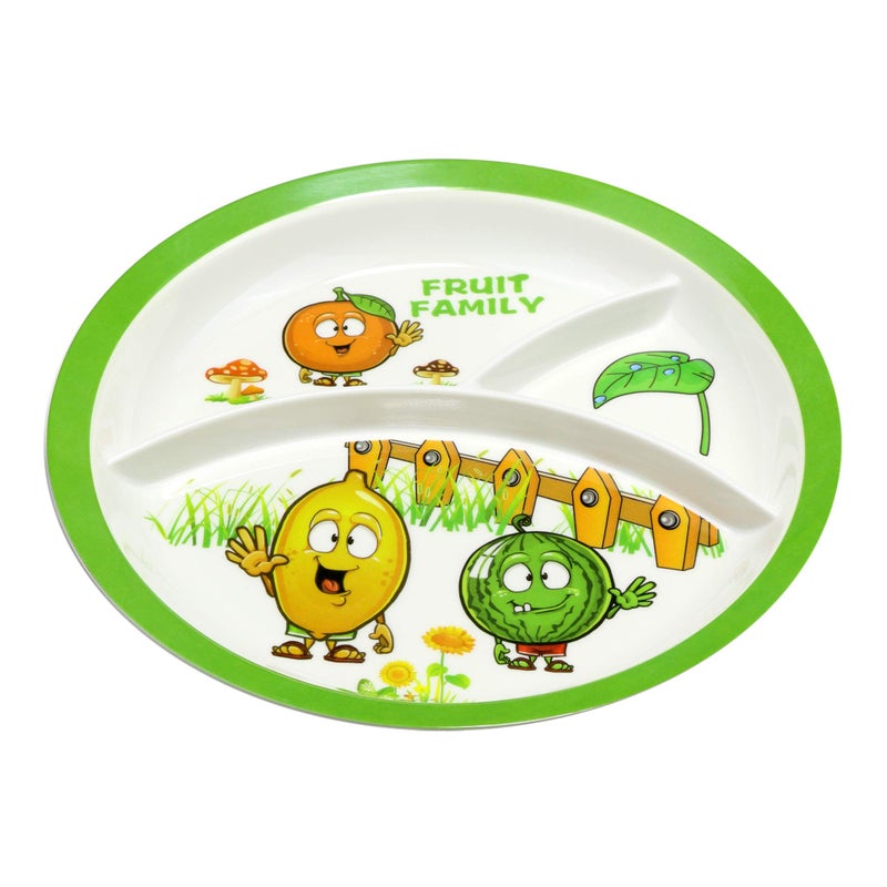 ZIDO 2 Pcs Exclusive Melamine A Grade Quality Partition Plate with Attractive Kids Loving Design Model Fruit Family and Smile Zebra - Image 4