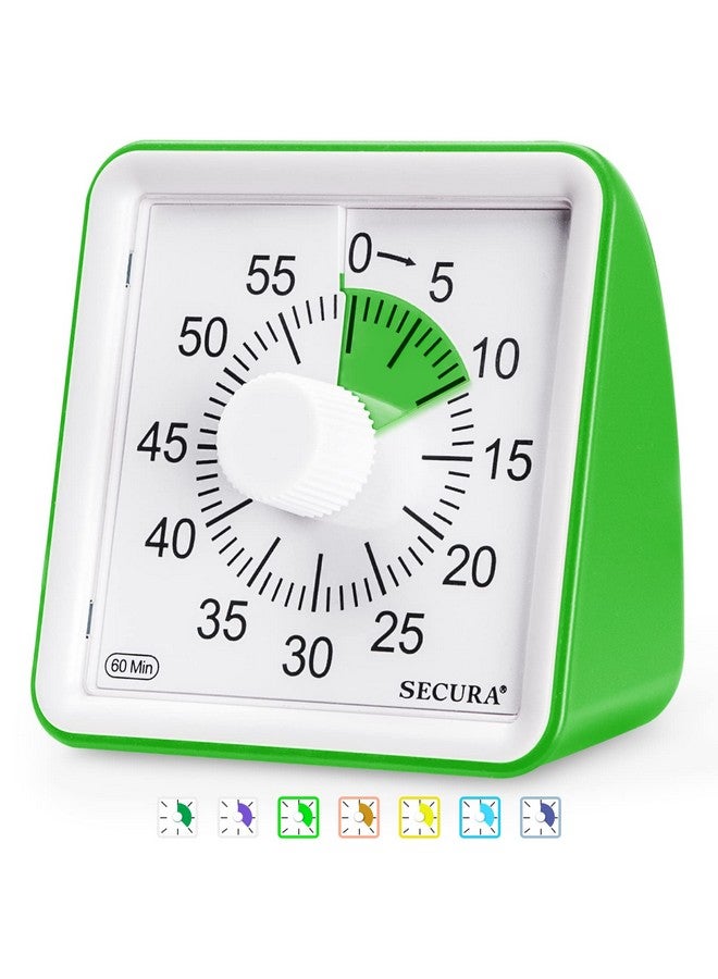 Secura ساكورا مؤقت بصري لمدة 60 دقيقة، مؤقت صف، مؤقت عد تنازلي للأطفال والبالغين، أداة إدارة الوقت للتعليم (أخضر وأخضر) - Image 1