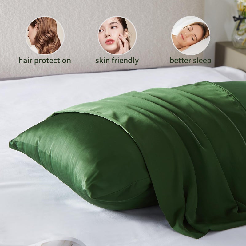 Casbrove Silk Pillow Cases for Hair and Skin Mulberry Silk Pillowcase Soft Breathable Smooth Both Sided Natural Silk Pillow Cases with Zipper Beauty Sleep1 Pack for Gift(Standard,Green) - Image 5