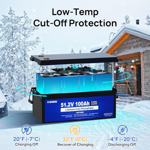 DC HOUSE بطارية جولف كارت DC HOUSE 48V 100Ah، بطارية Lifepo4 مع BMS مدمج 200A، شاشة LCD وتطبيق موبايل بلوتوث، تيار ذروة 700A، بطارية ليثيوم لأكثر من 4000 دورة عميقة لسيارات النادي، عربات الجولف، RV - Image 5