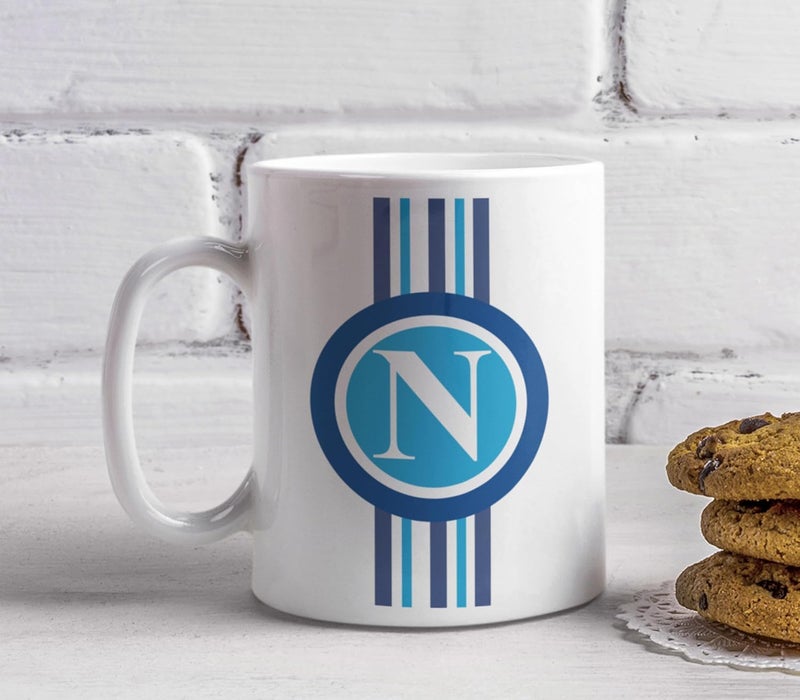 SMIZE Napoli Printed Ceramic Coffee Mug 350 ML White Microwave Dishwasher Safe Perfect for Football Fans Gift for Football Fan - Image 1