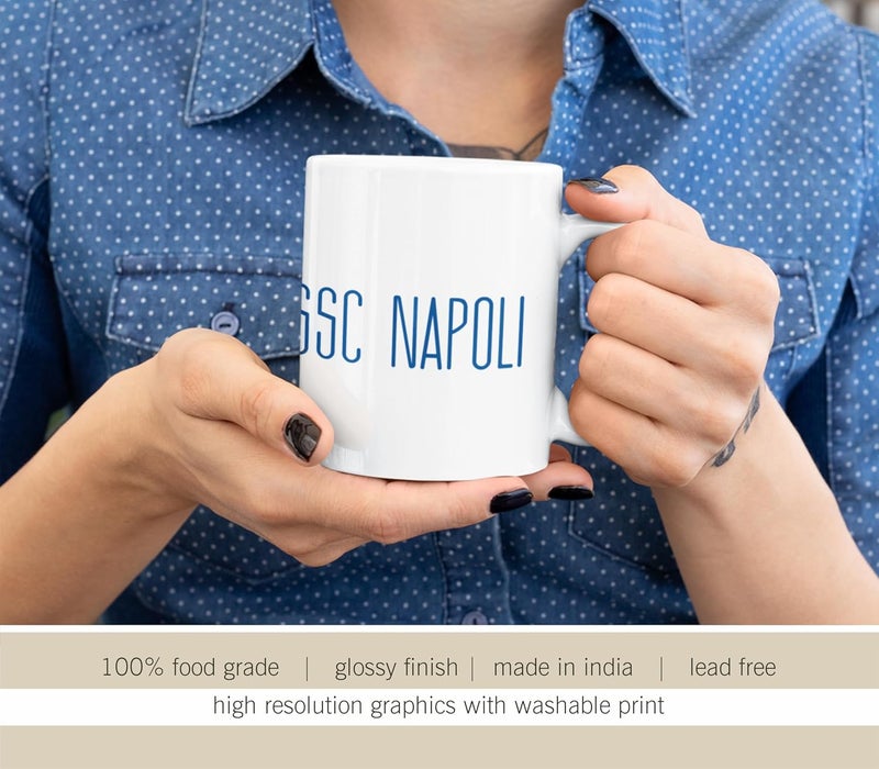SMIZE Napoli Printed Ceramic Coffee Mug 350 ML White Microwave Dishwasher Safe Perfect for Football Fans Gift for Football Fan - Image 5