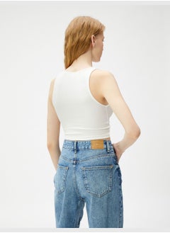 KOTON Crew Neck Ribbed Knotted Crop Tanktop  - Image 4