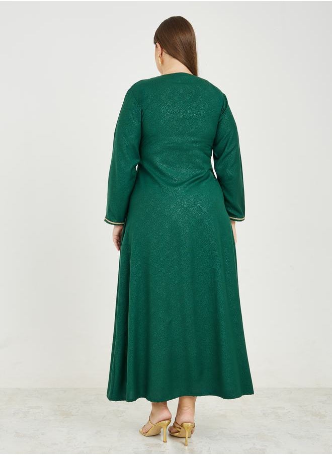 Maxim Creation Plus Paisley Jacquard Jalabiya with Gold Trim Detail by Styli  - Image 4