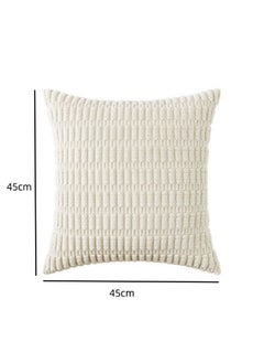 WAOKN Pack of 2 Corduroy Wheat Grain Throw Pillow Covers, 18x18 inches for Living Room Sofa Bed Sofa Decorative Cushion Covers, Soft Striped Square Cushion Cover 45x45 cm, Rustic Boho Home Decor (Off-White)  - Image 3