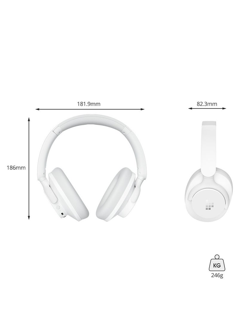 Tronsmart Sounfii Q20 Active Noise Cancelling Headphones, Wireless Over Ear Bluetooth Headphones, 60H Playtime, Rich-Detailed Sound, Customize EQ, Comfort Fit Ear Cups, for Travel, Home Office(White) - Image 4