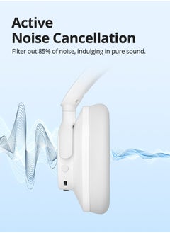 Tronsmart Tronsmart Sounfii Q20 Active Noise Cancelling Headphones, Wireless Over Ear Bluetooth Headphones, 60H Playtime, Rich-Detailed Sound, Customize EQ, Comfort Fit Ear Cups, for Travel, Home Office(White)  - Image 5