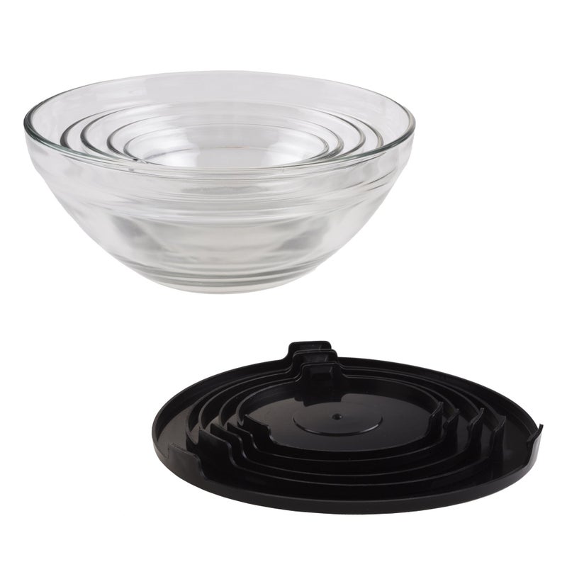 Chef Buddy Glass Food Storage Containers with Snap Lids- 10 Piece Set with Multiple Bowl Sizes for Storage, Meal Prep, Mixing and Serving (Black) - Image 2
