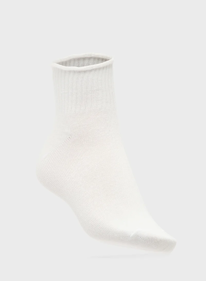 Ginger 3PK Cotton Lettuce Hem Ankle Socks