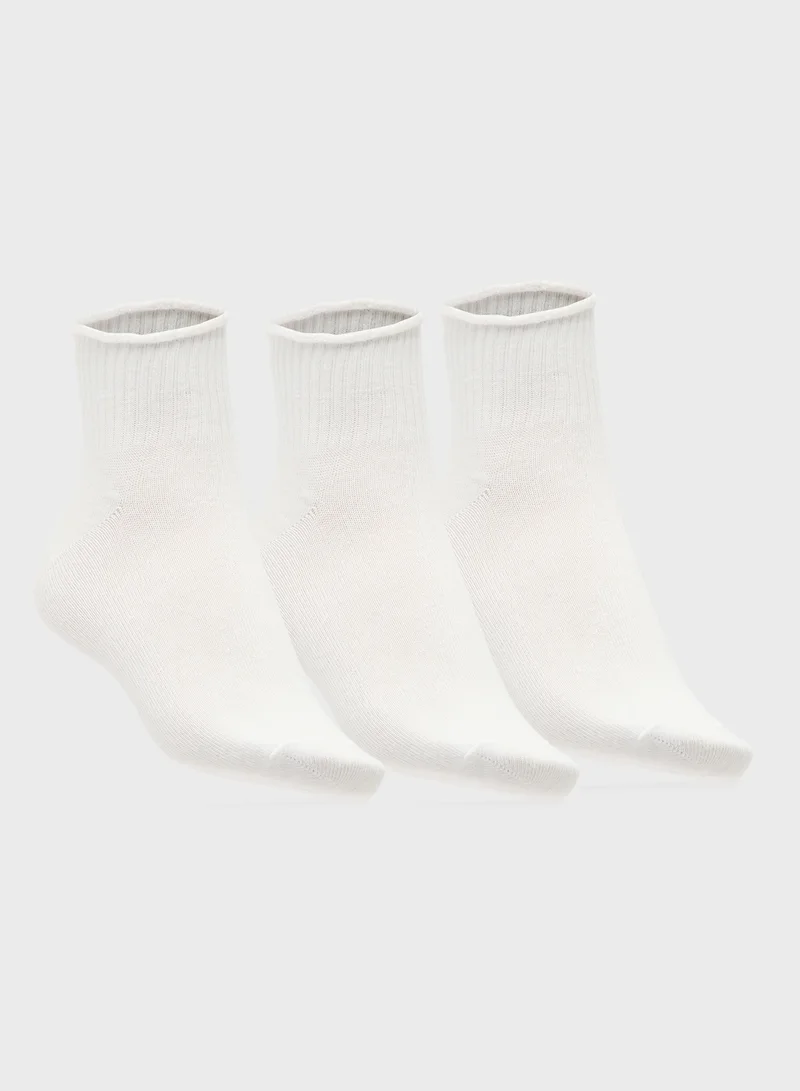 Ginger 3PK Cotton Lettuce Hem Ankle Socks