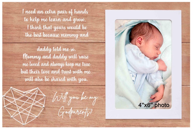 Godparents Proposal Picture Frame Gifts for Best Friends Sister Bestie BFFGodmother Godfather to BeNew Baby AnnouncemenBaptism PresentsBaby Gift ShowerWill You Be My GodparentsWooden Photo Frame