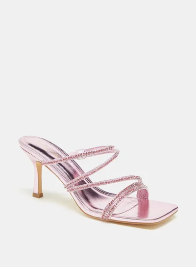 Flora Bella Flora Bella Stone Embellished Slip-On Sandals with Stiletto Heels
