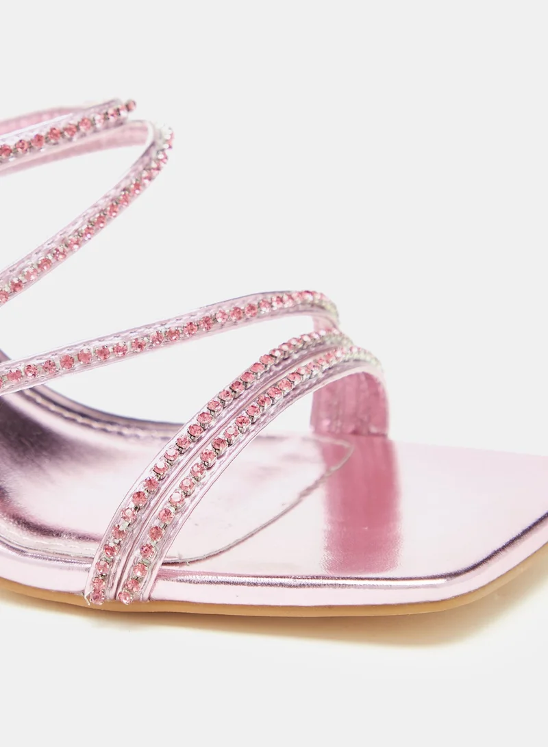 فلورا بيلا Flora Bella Stone Embellished Slip-On Sandals with Stiletto Heels