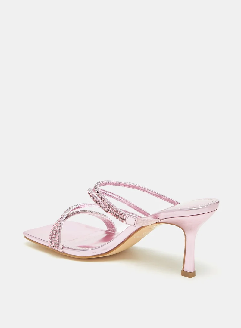 فلورا بيلا Flora Bella Stone Embellished Slip-On Sandals with Stiletto Heels