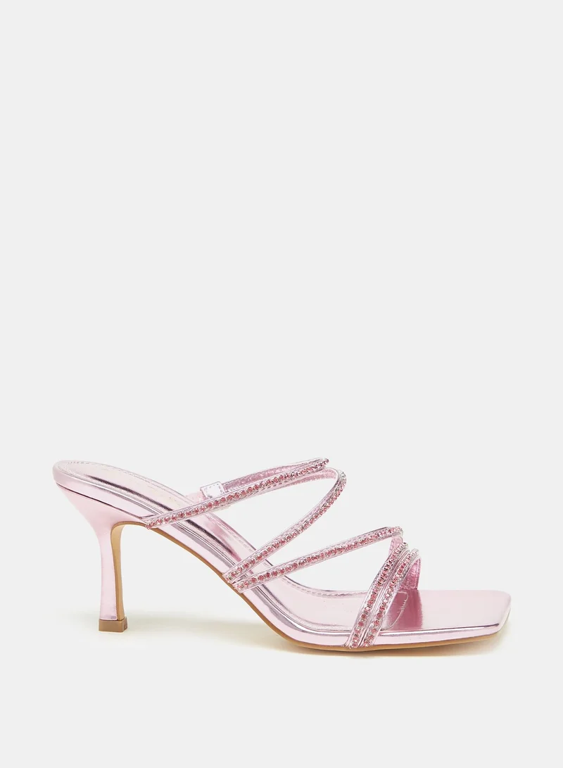 فلورا بيلا Flora Bella Stone Embellished Slip-On Sandals with Stiletto Heels