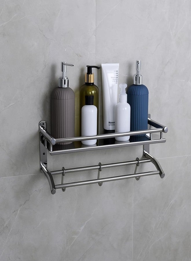 EVANEX 2 Layer Bathroom Organizer Rack | 304 Grade Stainless Steel Wall Mounted Bathroom Shelf Organizer | Rust Proof Bathroom Accessories Set | Wall Shelves | Multipurpose Floating Shelves - Image 4
