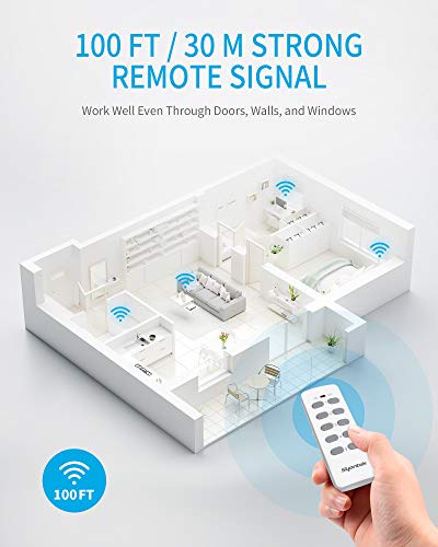 Syantek Remote Control Outlet Wireless Light Switch for Household Appliances, Expandable Remote Light Switch Kit, Up to 100 ft Range, FCC Certified, ETL Listed, White (5 Outlets + 2 Remotes) - Image 4