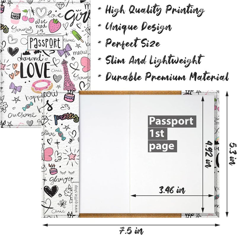 Quttie Passport Cover for Kids, Women and Men, Cute Travel Passport Holder (Paris Pattern) - Image 2
